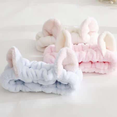 Women Girls Cute Coral Fleece Cat Ears Elastic Headbands Soft Comfortable Wash Face Bath Hairbands Photo Prop Hair Accessories