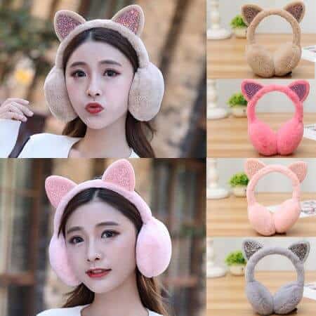 Warme Kunstpelz Ohrenschützer mit Katze Ohren 30