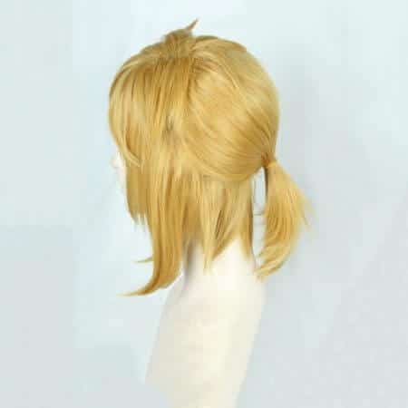 The Legend of Zelda: Breath of the Wild Link Short Golden Blonde Pony tail Hair Cosplay Costume Wig Heat Resistance Fibre + Ears 2