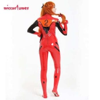 Asuka Langley Sohryu Cosplay Costume Red Bodysuit Jumpsuit Coat Jacket Hat Woman Outfit 5