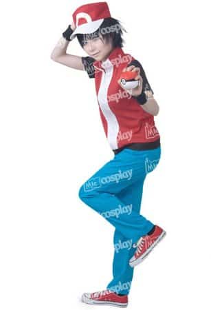 Anime Game Trainer Red Cosplay Costume With Hat And Wristguards Included - Ash Ketchum Cosplay Outfit