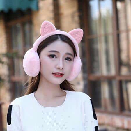 Warme Kunstpelz Ohrenschützer mit Katze Ohren 37