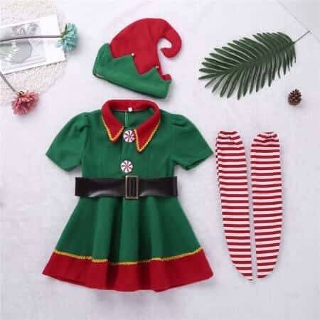 Grünes Weihnacht Elfen Kostüm für Kinder 25