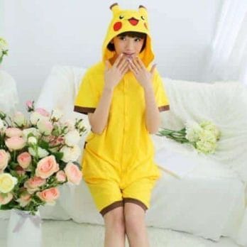 Anime pajamas Pikachu men/women adult kids short sleeve cotton cartoon pajamas summer Unisex poke Cosplay Kigurumi costume 2