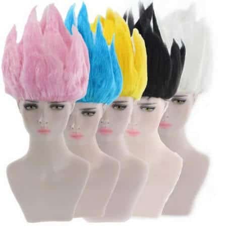 Cheap Son Goku Kakarotto Dragon Ball Cosplay Wig Black White Yellow Blue Pink Short Party Costume Wigs For Women And Men