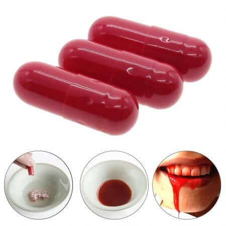 Three capsules of fake blood as a Halloween gag 6