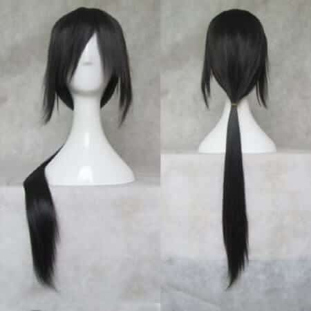 IHYAMS Wigs 80cm Long Synthetic Cosplay Wig Skunks Aph Black Naruto APH Yao Uchiha Itachi Costume Wigs