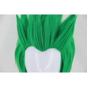 Anime Overwatch Genji OW Short Green Cosplay Costume Wig Slicked-back Heat Resistant Synthetic Hair + Free Wig Cap 4