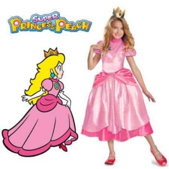 Little Princess Peach Costume Super Mario Brothers Princess Cosplay Classic Game Mario Costume Kids Girl Halloween Fancy Dress