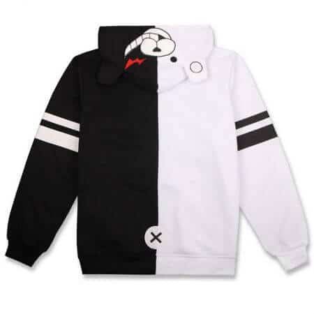 Anime Danganronpa Monokuma Cosplay Costume Unisex Hoodie Sweatshirt Hooded Black White Bear Long Sleeve daily casual coat Jacket 5
