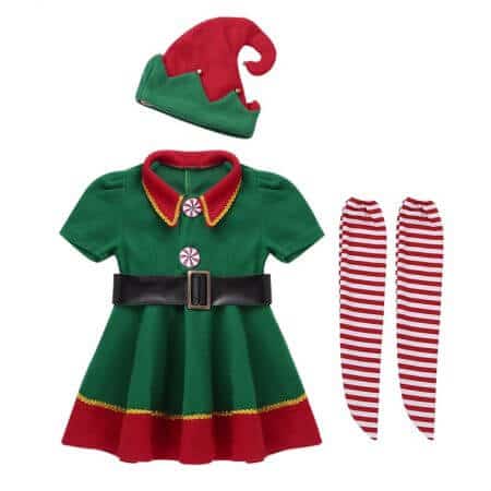 Grünes Weihnacht Elfen Kostüm für Kinder 68