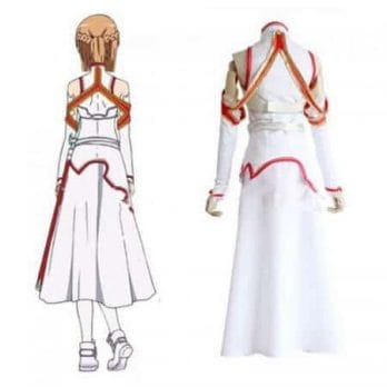 Anime Sword Art Online Asuna Yuuki Dress Cosplay Costumes Uniform for Halloween SAO Asuna Battle Suit Outfits Full Set with Wig 4