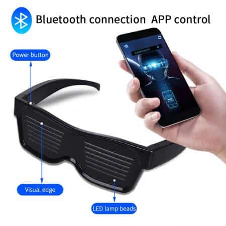 Magic Bluetooth Led Party Glasses APP Control Shield Luminous Glasses USB Charge DIY App Control Multi-lingual Quick Flash Led 2
