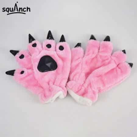 Kigurumi Animal Gloves Paw Dinosaur Bear Cat Finger Claw Winter Windproof Warm Funny Cute Fluffy Halloween Party Performance 5