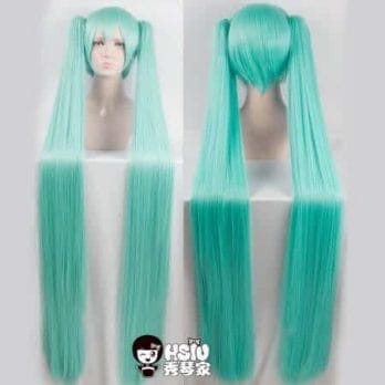 HSIU High Quality VOCALOID Cosplay Wig Hatsune Miku Costume Play Wigs Halloween party Anime Game Hair 150cm  Aquamarine wig 3