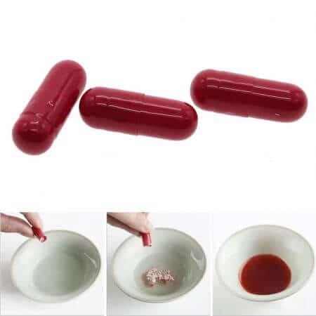 Three capsules of fake blood as a Halloween gag 9