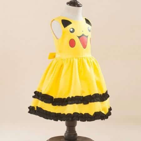 Pikachu Kostüm Kleid für kleine Mädchen 4