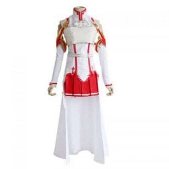 Anime Sword Art Online Asuna Yuuki Dress Cosplay Costumes Uniform for Halloween SAO Asuna Battle Suit Outfits Full Set with Wig 1