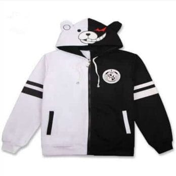 Anime Danganronpa Monokuma Cosplay Costume Unisex Hoodie Sweatshirt Hooded Black White Bear Long Sleeve daily casual coat Jacket 4