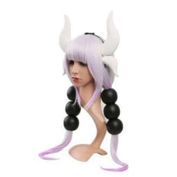 Takerlama Miss Kobayashi's Dragon Maid Kanna Wig+ 6 Balls+ Tail + Horn Cosplay Set Costume Halloween Anime Game Hair 1