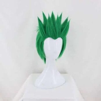 Anime Overwatch Genji OW Short Green Cosplay Costume Wig Slicked-back Heat Resistant Synthetic Hair + Free Wig Cap 2