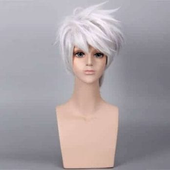 Anime NARUTO Hatake Kakashi Cosplay Wig Silver White Short Heat Resistant Sythentic Hair Wigs + Headband + Mask 1