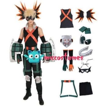 My Hero Academia Katsuki Bakugo Kacchan Cosplay Costume Fullset Hero Suit with Mask and Gauntlets 1