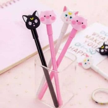 Anime Sailor Moon Luna Cat Cosplay Cute Cartoon Pink Pig Writing Painting  Pens Tool Stationery Girl Student 0.5mm Gel Pen Props 2