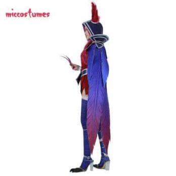 Xayah Cosplay Costume Woman The Rebel Halloween Outfit with Ears, Bird feet covers and Skull decoration 4