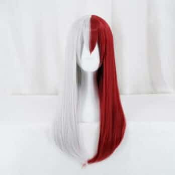 My Hero Academia Todoroki Shoto Women Long Wig Cosplay Costume Boku no Hero Academia Red and White Hair Halloween Party Wigs
