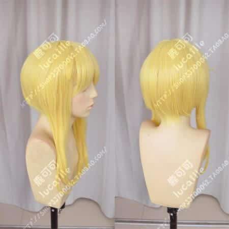 Kakegurui Mary Saotome Meari Blonde Ponytail Hair Heat Resistant Cosplay Costume Wig + Silk Ribbon + Wig Cap 4