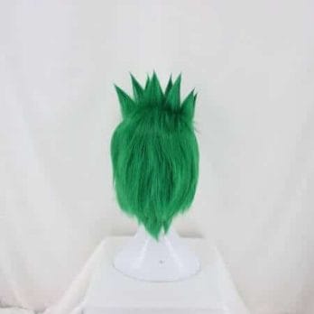 Anime Overwatch Genji OW Short Green Cosplay Costume Wig Slicked-back Heat Resistant Synthetic Hair + Free Wig Cap 3