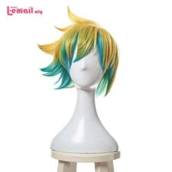 L-email wig New Arrival Game LOL Ezreal Character Cosplay Wigs 30cm Short Heat Resistant Synthetic Hair Perucas Cosplay Wig