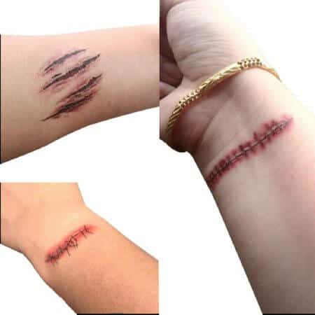 Zombie Narben Tattoos mit falschem Schorf 1
