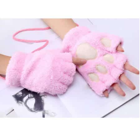 Cuddly half-finger gloves in paw shape for children and adults 4