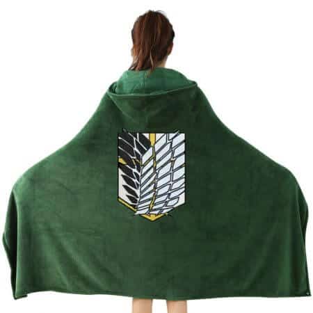 Attack on Titan Blanket Cloak Shingeki No Kyojin Survey Corps Cloak Cape Flannel Cosplay Costume Hoodie with real photos 4