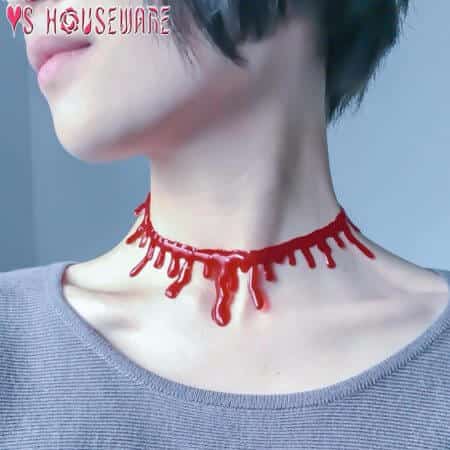 Halloween Decoration Horror Blood Drip Necklace Fake Blood Vampire Fancy Joker Choker Costume Necklaces Party Accessories June12