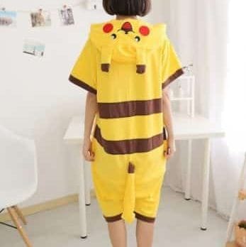 Anime pajamas Pikachu men/women adult kids short sleeve cotton cartoon pajamas summer Unisex poke Cosplay Kigurumi costume 1