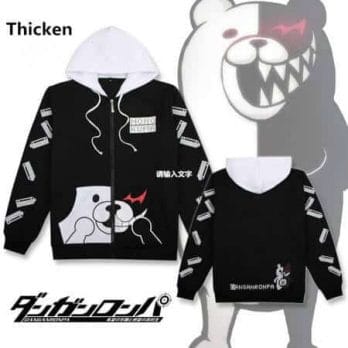 Anime Danganronpa Monokuma Cosplay Costume Unisex Hoodie Sweatshirt Hooded Black White Bear Long Sleeve daily casual coat Jacket 1