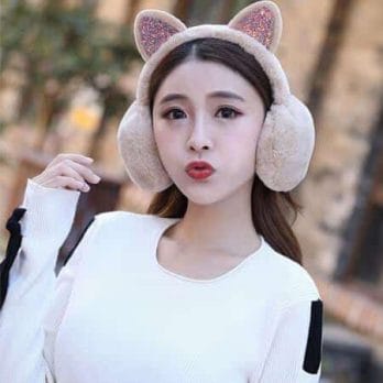 Winter Autumn Warm Faux Fur Earmuffs Cute Cat Ear Earflap Plush Earmuff for Girls Ladies Women Hairbands Rhinestone Ear Muffs 4