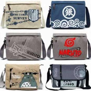 Canvas Bag Anime Sword Art Online Totoro Attack on Titan Naruto ONE PIECE Black Butler GINTAMA Shoulder Messenger Bag School Bag