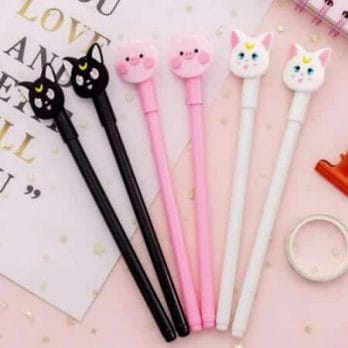 Anime Sailor Moon Luna Cat Cosplay Cute Cartoon Pink Pig Writing Painting  Pens Tool Stationery Girl Student 0.5mm Gel Pen Props
