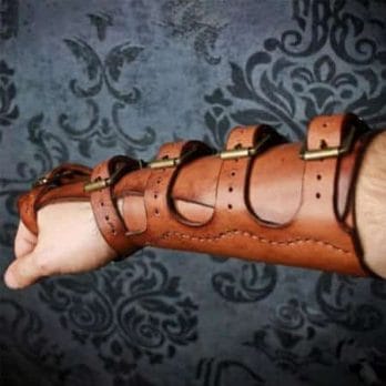 Adult Men Medieval Warrior Larp Knight leather Arm Bracer with Buckle Armor Rivet Steampunk Archer Gauntlet Cosplay Costume Gear 3