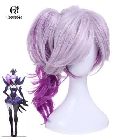 ROLECOS Game Character LOL Cosplay Headwear Luxanna Cosplay 30-45cm Dark Element SKin Cosplay White Purple Cosplay Hair