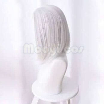 Overwatch Ashe Cosplay Wig 30cm Short Straight Heat Resistant Synthetic Hair OW Game Wig Silver-white Costume Party Wig 1