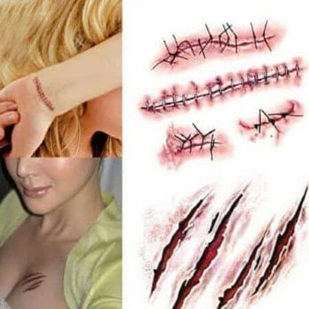 Hot sale Halloween Zombie Scars Tattoos With Fake Scab Bloody Makeup Halloween Decoration  Wound Scary Blood Injury Sticker 3