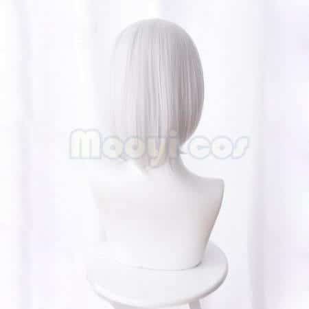 Overwatch Ashe Cosplay Wig 30cm Short Straight Heat Resistant Synthetic Hair OW Game Wig Silver-white Costume Party Wig 2