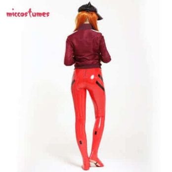 Asuka Langley Sohryu Cosplay Costume Red Bodysuit Jumpsuit Coat Jacket Hat Woman Outfit 4