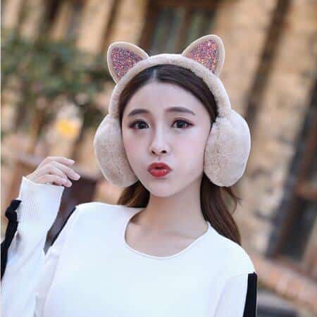 Warme Kunstpelz Ohrenschützer mit Katze Ohren 32