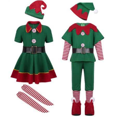 Grünes Weihnacht Elfen Kostüm für Kinder 54